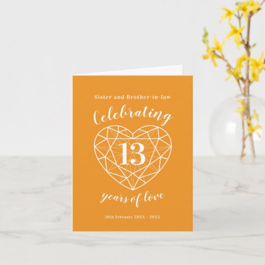 オレンジ色のカスタム 13周年 シトリン 結婚記念日 カード (黄色い花)