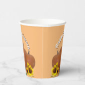 オレンジ色のカボチャとヒマワリのハロウィン 紙コップ (右)