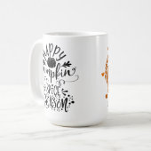 オレンジ色のカボチャと幸せなカボチャのスパイスシーズン コーヒーマグカップ (正面左)