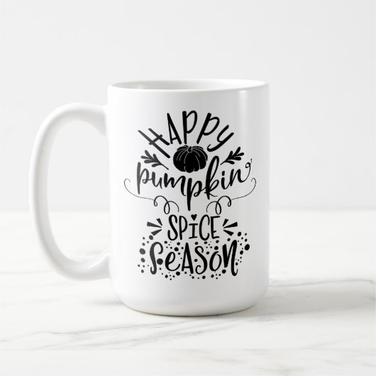 オレンジ色のカボチャと幸せなカボチャのスパイスシーズン コーヒーマグカップ (左)