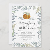 オレンジ色のカボチャのグリーン 飾り気のない愛 招待状 (正面)