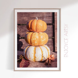 オレンジ色のカボチャのコージースタック写真秋ウォールアート ポスター