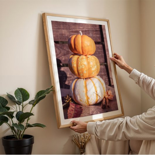 オレンジ色のカボチャのコージースタック写真秋ウォールアート ポスター