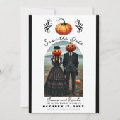 オレンジ色のカボチャのハロウィーン秋写真の保存日付 招待状 (正面)