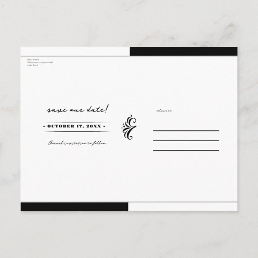 オレンジ色のカボチャのハロウィーン秋写真の保存日付 案内ポストカード (裏面)