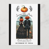オレンジ色のカボチャのハロウィーン秋写真の保存日付 案内ポストカード (正面)
