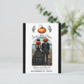 オレンジ色のカボチャのハロウィーン秋写真の保存日付 案内ポストカード (スタンド正面)