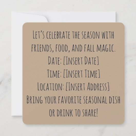 オレンジ色のカボチャの上の黒猫 秋の模様のクッションケットパターン 招待状 (裏面)