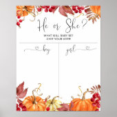 オレンジ色のカボチャの性別が男の子または女の子のグラフを明らかにする ポスター (正面)