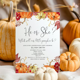 オレンジ色のカボチャの秋のジェンダー・リベール 招待状