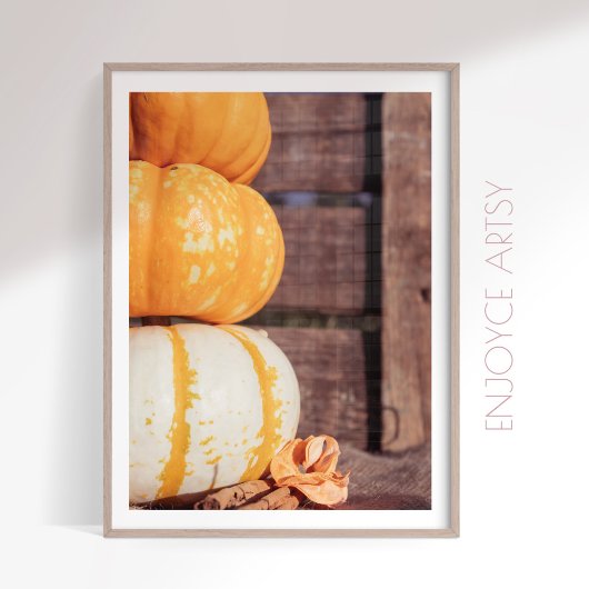 オレンジ色のカボチャの秋スタック写真コージーなウォールアート ポスター