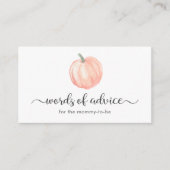 オレンジ色のカボチャの言葉アドバイスの赤ちゃんシャワー エンクロージャーカード (正面)