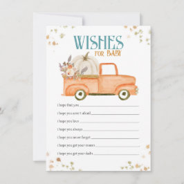 オレンジ色のカボチャの願いベビー、赤ちゃんシャワーの願い ノートカード