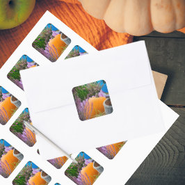 オレンジ色のカボチャを使用したガーデンはまだ生活 スクエアシール