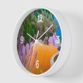 オレンジ色のカボチャを使用したガーデンはまだ生活 壁時計 (傾斜)