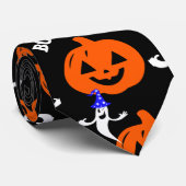 オレンジ色のカボチャを持つ帽子の頭に白い幽霊 ネクタイ (ロール)