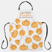 オレンジ色のカボチャ柄の水カラー引用文 エプロン (正面)