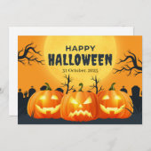 オレンジ色のカボチャ ハロウィン シーズンカード (正面/裏面)