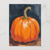 オレンジ色のカボチャ ハロウィン 感謝祭 シーズンポストカード (正面)