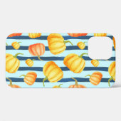 オレンジ色のカボチャ:水ストライプの色のデコ。 Case-Mate iPhoneケース (裏面 (横))