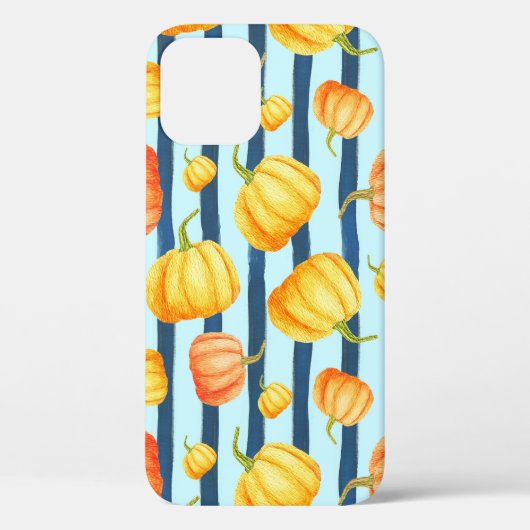 オレンジ色のカボチャ:水ストライプの色のデコ。 Case-Mate iPhoneケース (裏面)