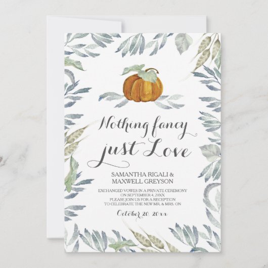 オレンジ色のカボチャ 緑の植物 何も特別なものはない 愛 招待状 (正面)