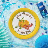 オレンジ色のカボチャ、黄色の縁ど秋感謝祭 ペーパープレート (パーティー)