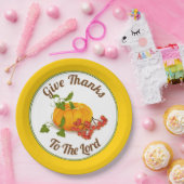 オレンジ色のカボチャ、黄色の縁ど秋感謝祭 ペーパープレート (パーティー)