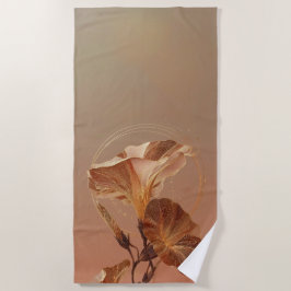 オレンジ色のカラーリリーの植物画 ビーチタオル