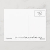 オレンジ色のカンナの葉の水彩画オリジナルアート ポストカード (裏面)