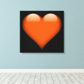 オレンジ色のガラスハートカスタマイズ キャンバスプリント (インサイチュ (ウッドフロア))