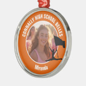 オレンジ色のガード写真 高校のクリスマス メタルオーナメント (左)