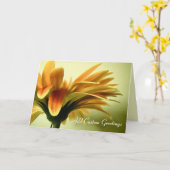 オレンジ色のガーベラの花とカスタム文字グリーティングカード カード (黄色い花)