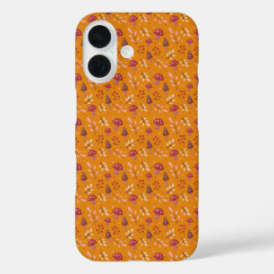 オレンジ色のキノコ型iPhoneケース iPhone 16ケース