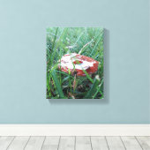 オレンジ色のキノコ（上に雨が降る） キャンバスプリント (インサイチュ (ウッドフロア))