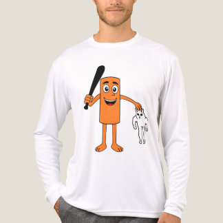 オレンジ色のキャラクターがバットと不思議な猫を持ったキャラクター トライブレンドTシャツ