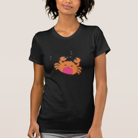 オレンジ色のキャラクターカニ Tシャツ (正面)