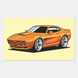 オレンジ色のキャラクター車 長方形シール