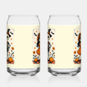 オレンジ色のキュートなハロウィンスケルトンカップル ガラス缶 (右)