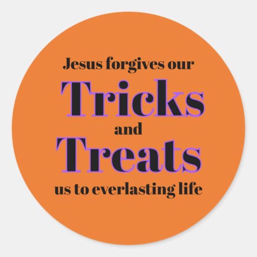 オレンジ色のキリスト教の福音書ハロウィーントリックまたはトリート ラウンドシール (正面)