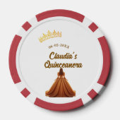 オレンジ色のキンセラネーラ 公主の王冠 誕生日 名前 日付 ポーカーチップ (裏面)