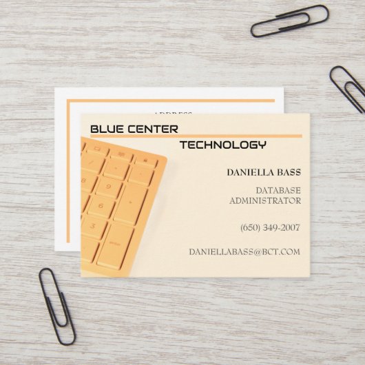 オレンジ色のキーボードIT 名刺 (正面/裏面インサイチュ)
