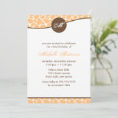 オレンジ色のギザギザ模様の誕生日 招待状 (スタンド正面)