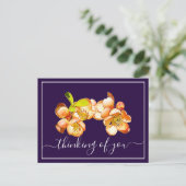 オレンジ色のクインス ヴィオレットの背景 あなたのことを想って ポストカード (スタンド正面)