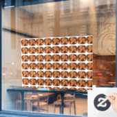 オレンジ色のクッションカットパターン ウィンドウサイン (カフェ窓)