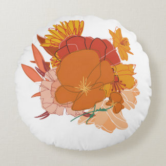 オレンジ色のクッション ラウンドクッション