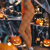 オレンジ色のクモの巣パターンハロウィン レギンス