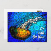 オレンジ色のクラゲ青海が流れに合う ポストカード (正面/裏面)