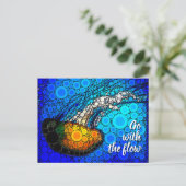 オレンジ色のクラゲ青海が流れに合う ポストカード (スタンド正面)