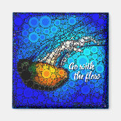 オレンジ色のクラゲ青海が流れに合う マグネット (正面)